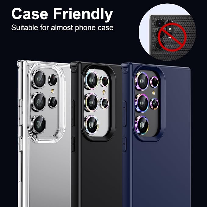 WSKEN for Samsung Galaxy S24 Ultra Camera Lens Protector - Ultra Thin | Case Friendly, 9H Shatterproof Tempered Glass, Anti Scratch Metal Circle, Camera Screen Protector Cover Accessories, Colorful - Image 5