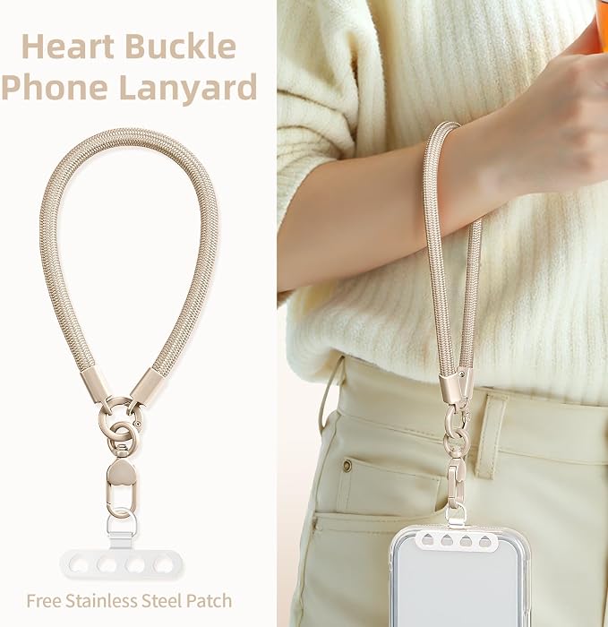 Phone Wrist Strap Lanyard Hand Wristlet with 360° Rotating Clip Stainless Steel Tether Buckle Finger Grip Strong Durable Anti-Tangle Universal for iPhone 17 Pro Camera Keychain Travel Beige - Image 2