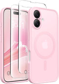 CAPRARO for iPhone 16 Case, Compatible with MagSafe | Upgraded [Full Camera Protection] Protective Translucent Matte Women Girl Magnetic Phone Case Cover, Pastel Pink by CAPRARO
