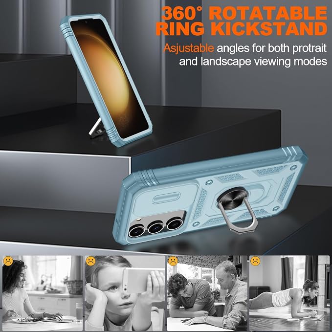 Fit for Samsung Galaxy S23+ Plus Case with Screen Protector*2, Build in 360° Rotating Ring Kickstand, Military Grade Protective Case for Samsung S23 Plus Phone, Green - Image 8