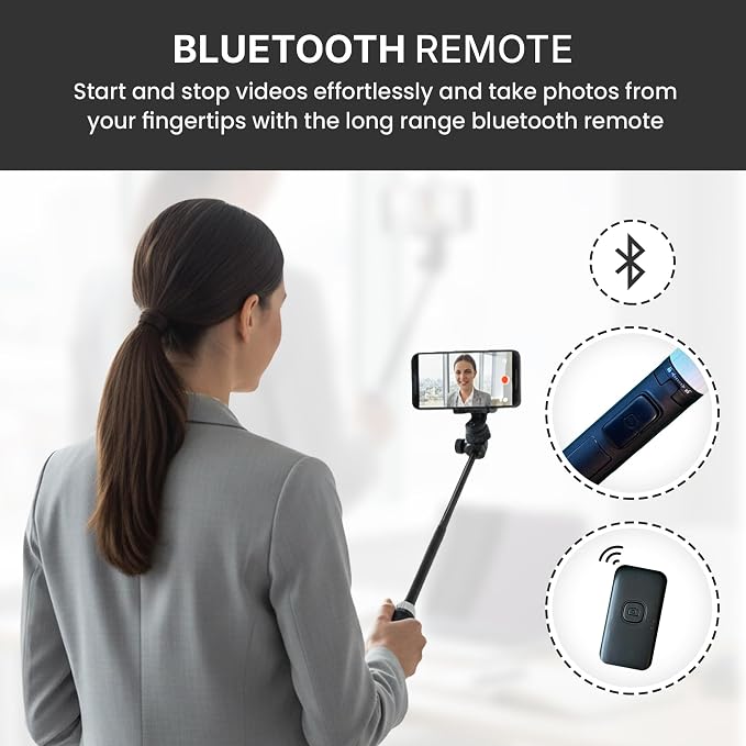 Audience 70" Phone Tripod & Selfie Stick, 3-in-1 Extendable Stand with Bluetooth Remote for iPhone & Android with Travel Bag - Image 5