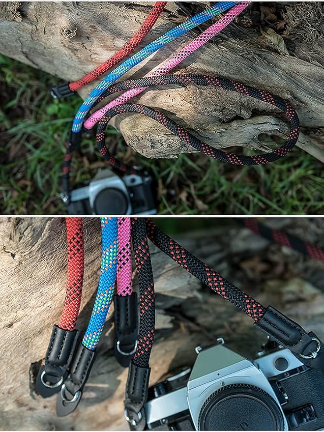 Camera Strap Vintage 100cm Nylon Climbing Rope Camera Neck Shoulder Strap for Micro Single and DSLR Camera.(Red/Black) - Image 4