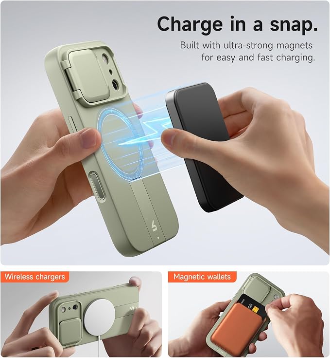 SURITCH for iPhone 17 Pro Case with Camera Control Cover, Camera Cover and Adjustable Kickstand, Compatible with MagSafe, Shockproof Bumper Protective Cases 6.3 Inch, Green - Image 3
