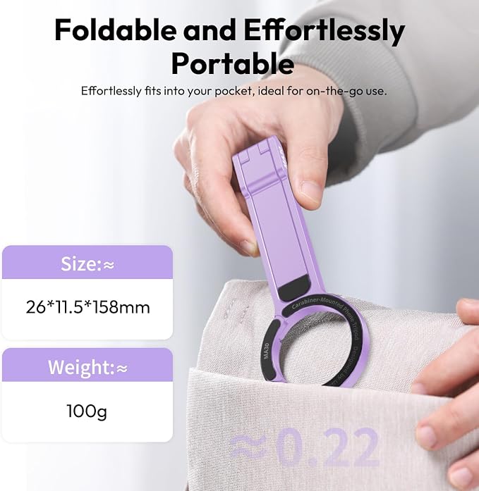ULANZI MA30 Magnetic Phone Tripod Stand for iPhone, Aluminium Maglock Smartphone Mini Tripod Pocket Cell Phone Stand Strong Magnet Compatible with iPhone 17 16 15 14 13 12 Series, Lavender - Image 6
