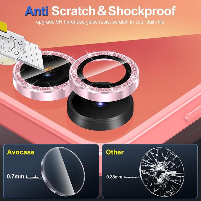 for Samsung Galaxy Z Flip 7 Camera Lens Protector, Individual Metal Ring Tempered Glass Lens Cover, [Strong Adsorption] Scratch Resistant Ultra-Thin HD Clear Lens Cover, 1 Set-Pink Sparkly - Image 3