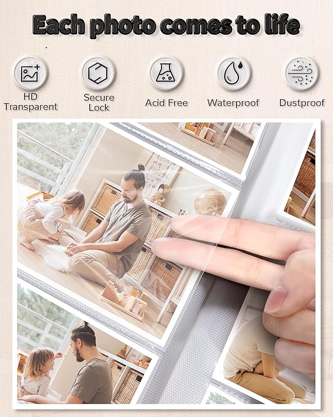 Artfeel Photo Album 4x6 with 300 Pockets,Slip-in Picture Albums,Linen Cover Memory Book with Front Window,White Page Vertical Photo Book for Wedding,Family,Anniversare,Baby,Vacation - Image 4