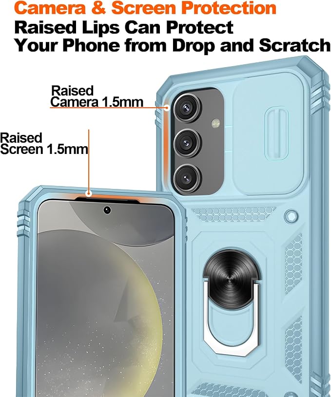 Gritup for Samsung S24 Case: S24 Phone Case with Screen Protector*2 | Magnetic Stand & Slide Camera Cover | Shock Proof Military-Grade para GalaxyS24 Cover -Green - Image 4
