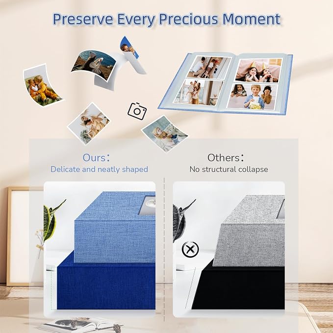 popotop Photo Album 4x6-200 Photos Photo Books with 200 Horizontal Pockets,Linen Cover Albums for Family Wedding Anniversary Baby Vacation Pictures - Image 5
