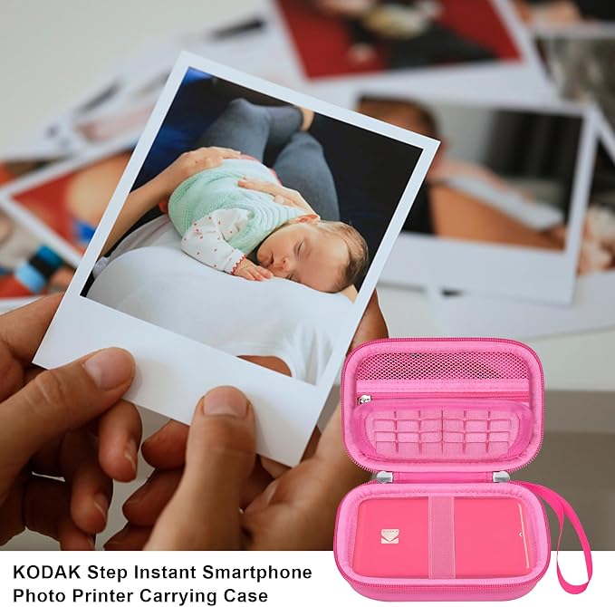 Elonbo Camera Carrying Case for KODAK Step Instant Smartphone Photo Printer | KODAK Step Portable Mini Color Wireless Mobile Printer Hard Travel Bag, Instant Color Picture Printer Storage Holder, Pink+ - Image 7