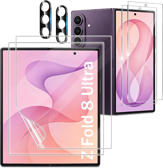 6 Pack for Samsung Galaxy Z Fold 7 / Z Fold 8 Ultra Screen Protector | with Camera Lens Protector, Touch Sensitive, Anti-Scratch, Case Friendly, Bubble-Free, HD Clear by Unknown