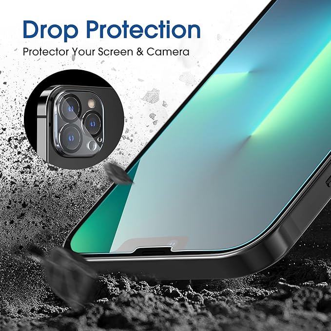 amFilm OneTouch for iPhone 13 Pro Max 6.7'' Screen Protector Tempered Glass | Auto-Alignment 30s Install with Camera Lens Protector, Bubble Free, Scratch & Drop Protection, HD Clear[2+2 Pack] (13PM-6.7') - Image 4