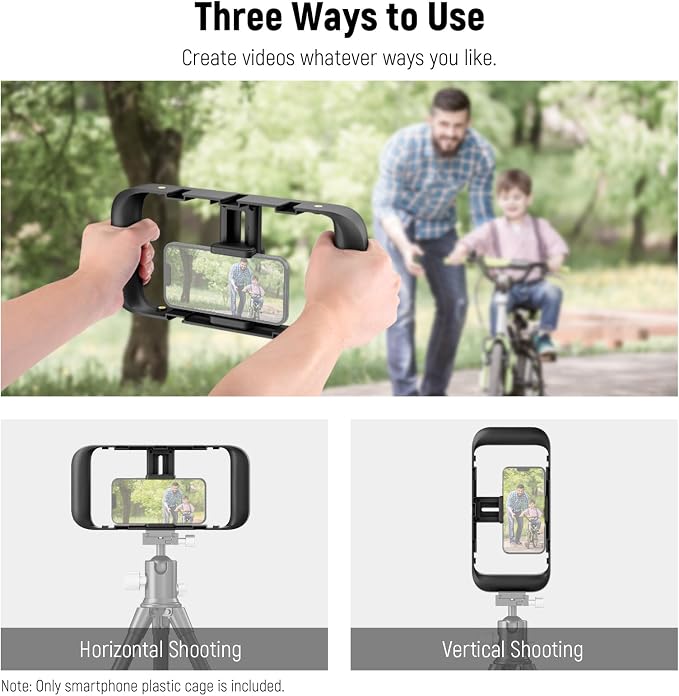 NEEWER Mobile Phone Video Rig, Mobile Phone Grip Stabiliser Cage | Cold Shoe, 1/4 Inch Thread, Video Recording Film Rig, Compatible with iPhone 16 15 Pro Max Plus 14 13 Mini X XS Max XR - Image 3