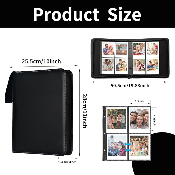 Polaroid Photo Album Book with 240 Pockets 3.5x4.25 Inch Pictures Fits for Polaroid i-Type, 600, SX-70，Go instant photos and Fujifilm Instax Wide Square Photos（Black） - Image 2