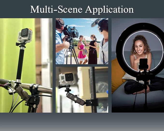 Motorcycle Camera Mount Camera Clamp Mount with Ballhead and Extension Pole Compatible with Canon, Nikon, DSLR Gopro for Desk Tripod Tube Crossbar Gimbal Rods Bike - Image 5