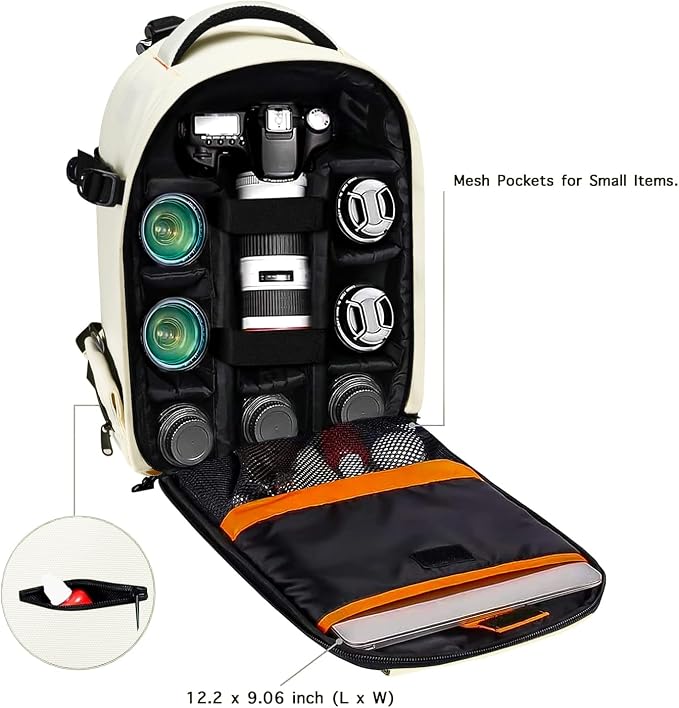 MOSISO Camera Backpack,Photography Backpack Padded Camera Bag, Beige | DSLR/SLR/Mirrorless Shockproof Camera Bag with Customized Modular Inserts&Tripod Holder Compatible with Canon,Nikon,Sony - Image 2