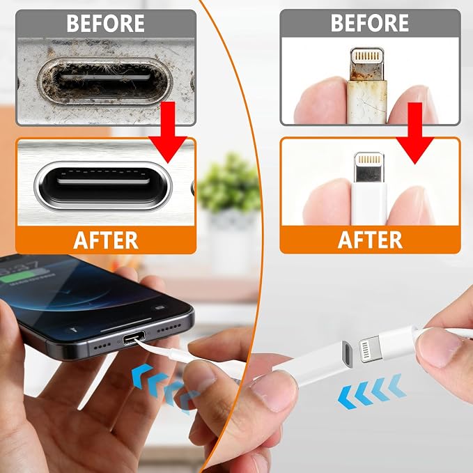 Cell Phone Cleaning Kit, iPhone Cleaning Kit for Charging Port Cleaner Keyboard Cleaning Kit for Airpods/Android/USB C/Earbuds/Laptop/iPad/Camera Lens with Stylus Pen (White) - Image 3