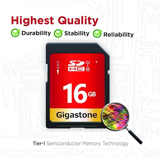 GIGASTONE 16GB SD Card 20-Pack UHS-I U1 Class 10 SDHC Memory Card High Speed up to 80MB/s Full HD Video Compatible with Digital Camera, SPYPOINT TACTACAM WOSPORTS Trail Camera, with 20 Mini Cases - Image 7