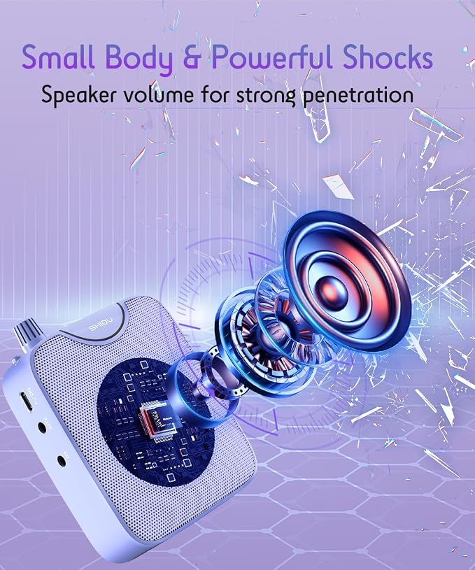 SHIDU 35W Voice Amplifier for Teachers Bluetooth Wireless Lavalier Mic | Portable Microphone and Speaker, Power Voice Amplifier Personal Clip on Microphone System for Tour Guides Fitness Instructors - Image 7
