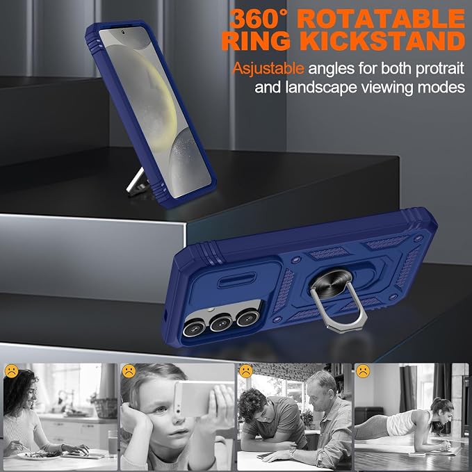 Gritup for Galaxy S24 Case: Samsung Galaxy S24 Case with Screen Protector*2 | Magnetic Stand & Slide Camera Cover | Shock Proof Military-Grade para S 24 Cover -Blue - Image 8