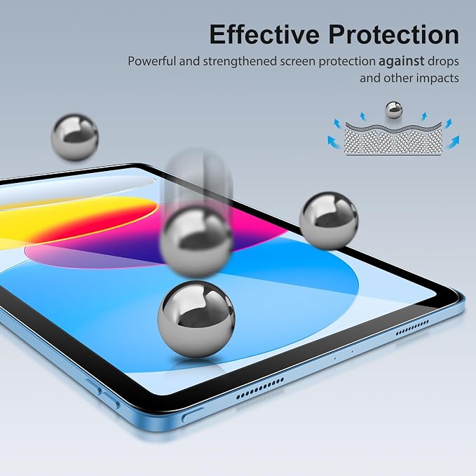 SPARIN 2+2 Pack Screen Protector for iPad (A16) 11th/10th Gen (11”/10.9”) | Tempered Glass + Camera Lens Protector Full Protection, Case Friendly, Anti Scratch, Apple Pencil Compatible-Blue - Image 4