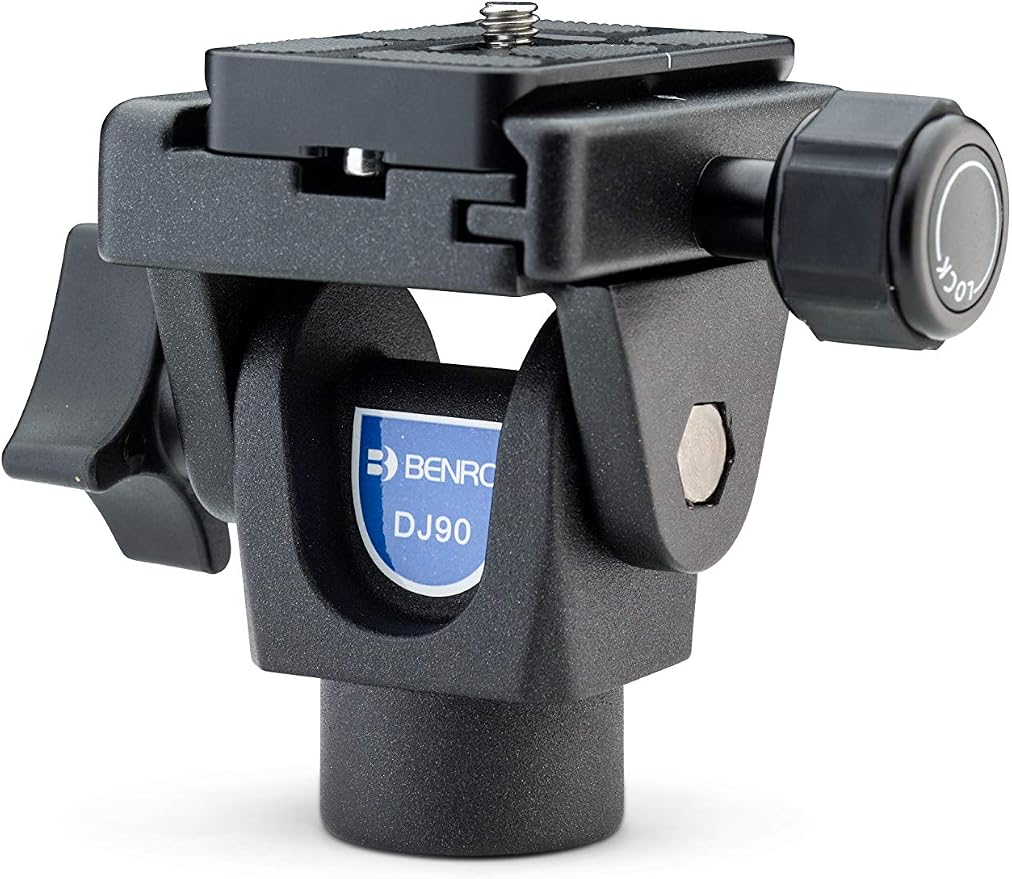 Benro Monopod Tilt Head – Compact Aluminum Video Head with 90° Tilt Range, 3/8"-16 Mount, 1/4"-20 Camera Screw & Fluid Motion for Monopods, Tripods & Video Rigs (DJ90) | Monopod tilt head with 10lb load capacity and quick-release plate for photography,... by Benro