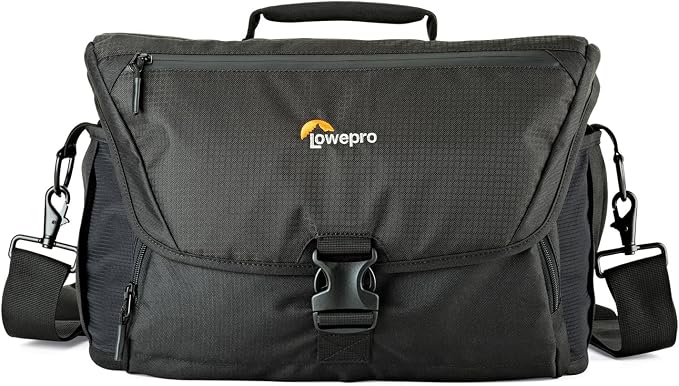 Lowepro LP37142, Nova 200 AW II Messenger Case, Camera Bag, Customizable, Portable, Fits 1-2 Pro DSLR with attached 24-105mm, Compact Drone, 3-5 Additional Lenses, Flash, Black | Includes removable shoulder strap and lifetime warranty for storage, prot... by Lowepro