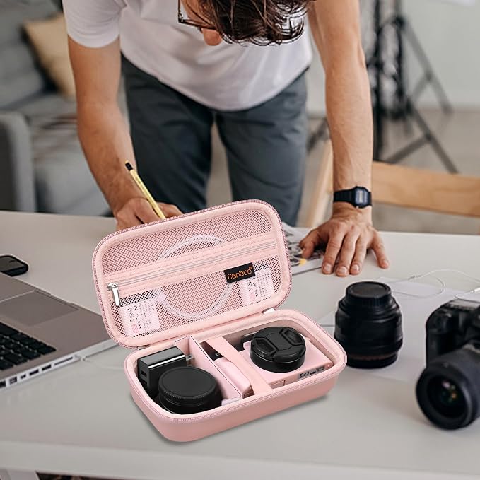Canboc Camera Case for Femivo/brewene/zheozeig/VETEK 4K Vlogging Camera | Vlogging Camera Bag with Removable Shoulder Strap, Mesh Pocket fit Lens, Battery, Cable, Rose Gold (Case Only) - Image 7