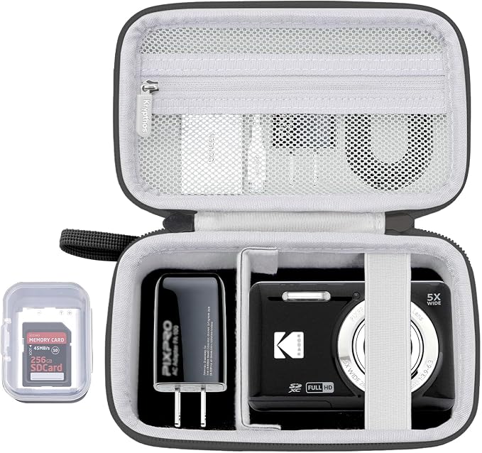 Krypthos Digital Camera Case for Kodak Pixpro FZ55 with SD Storage (Black) | Compatible with Kodak Pixpro FZ45, Canon G7X Mark III，CAMKORY DC403, Travel Small Cameras, Protective, Durable, Easy to Carry by KrypthosCase