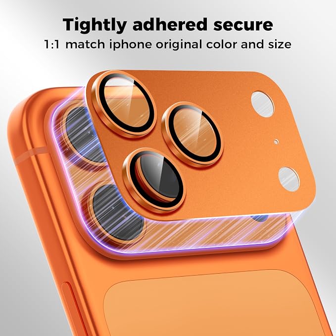 Screen Protector for iPhone 17 Pro 6.3 inch +2 Pack Orange Metal Camera Lens cover Protector - Image 4