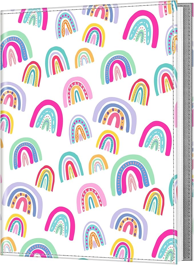 Fintie Photo Album for 8x10 Photos, 52 Pockets Vegan Leather Memory Book | Premium Cover Picture Book, For Family/Wedding/Couples Keepsakes, Anniversary Photos & Artwork Collection, Whimsy Rainbows by Fintie