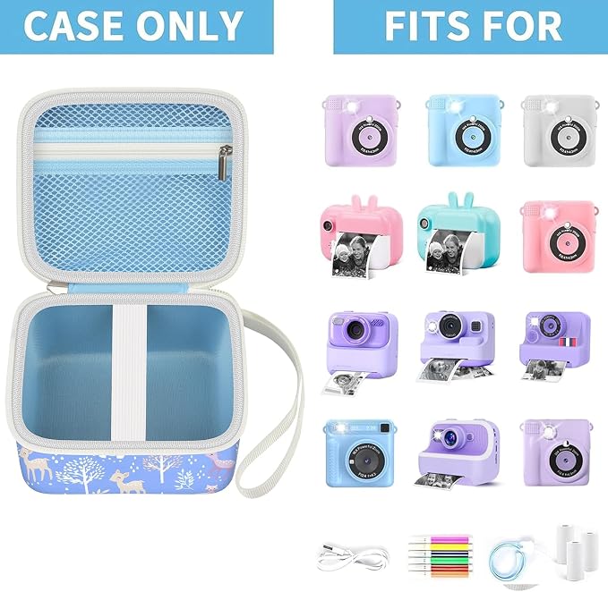 PAIYULE Kids Instant Print Camera Case for ESOXOFFORE for Dylanto | Hard Shell,Mesh Pocket,Wrist Strap,for Gofunly,for GREENKINDER,for DUDUDRAGON,for Zostuic,for Careenoah (Box Only)SkyBlue - Image 2