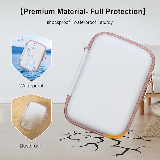 Elonbo Carrying Case for KODAK Mini 2 Retro 2x3 Portable Photo Printer | Bluetooth Smartphone Instant Color Printer Hard Travel Protective Bag, Mesh Pocket fits Cartridge Photo Paper Sheets, White - Image 5