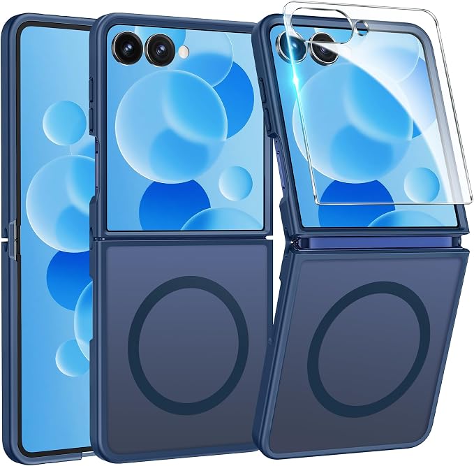 FNTCASE for Samsung Galaxy Z Flip 7 Case, Fit for Magsafe, Screen Protector | Translucent Matte, 18FT Military Grade Drop Protection, Shockproof Protective Phone Cover, Blue by FNTCASE