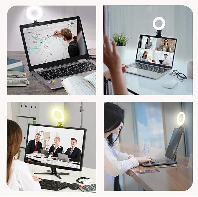 Ring Light 5 Inch USB Portable, 3200K-6500K Dimmable LED Clip on for Laptop Computer Monitor Phone, Content Creator Makeup Conference Selfie Video (Black) - Image 3
