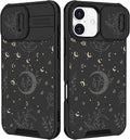 for iPhone 17 Case - Women Cute Phone Cover Girly Pretty Fancy Unique Aesthetic Design Slide Camera Cover Protective Case for Apple for iPhone 17, Black Moon Stars by Goocrux