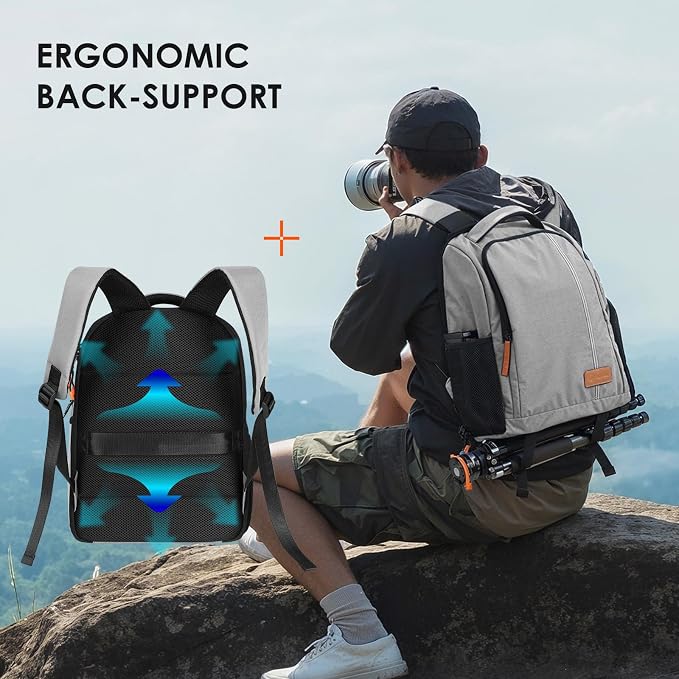 TARION Camera Backpack for Photographers Compact 15L, TB04 Grey | 15 Inch Laptop Compartment, Side Access Quick Draw, Anti-theft Hidden Pocket, Tripod Holder, Rain Cover, Travel-Friendly - Image 6