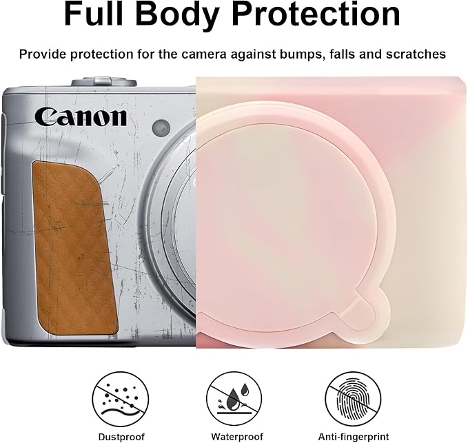 BOVKE Silicone Camera Case for Canon PowerShot SX740 / SX730 Digital Camera, SX740 HS Soft Protective Case Cover Rubber Camera Slim Fit Sleeve with Removable Lens Cover, Mist Pink - Image 3