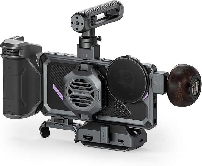 Tilta Khronos Ultimate Kit Compatible with Galaxy S26 Ultra | Smartphone Cage with Focus PD Handle | Cooling System V2 | USB-C Hub | ARCA Plate | 58mm ND Filter | Circular Wooden Handle | Space Gray by Tilta