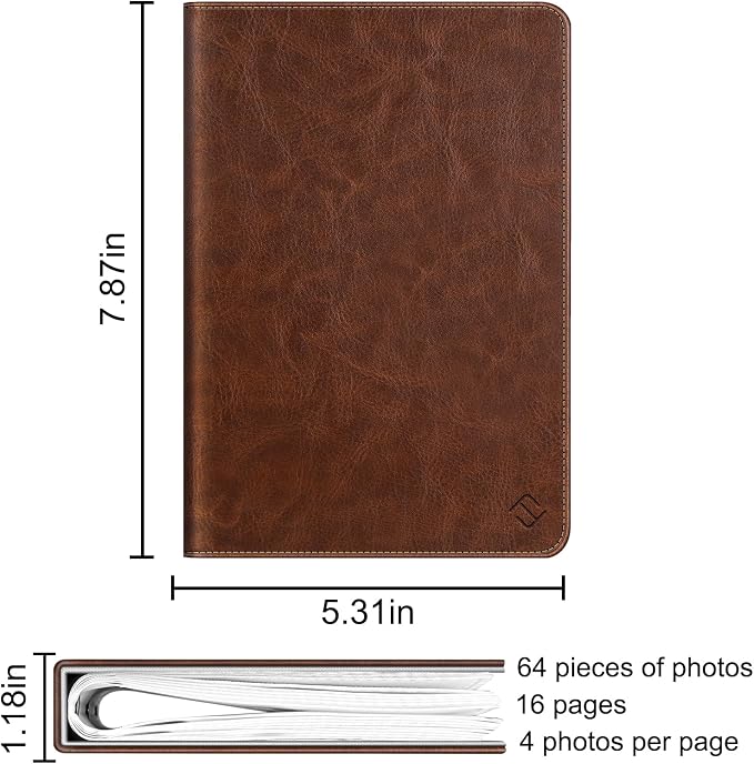 Fintie Photo Album for 3.5x4.25 Inch Polaroid Films, 64 Pockets | For Fujifilm Instax Wide Films, Polaroid Now+, Flip I-Type 600 Sx-70 Photos, Small Wallet Album, Memory Book, Vintage Brown - Image 7