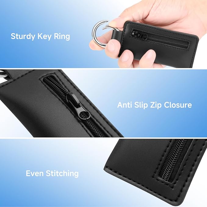 Microfiber USB Flash Drive Holder Case with Keychain | Anti-Slip Zipper Pouch, Storage Case Compatible with AirTag SD TF Card, for Small Medium USB Drives, 1PC, Black, Case Only - Image 6