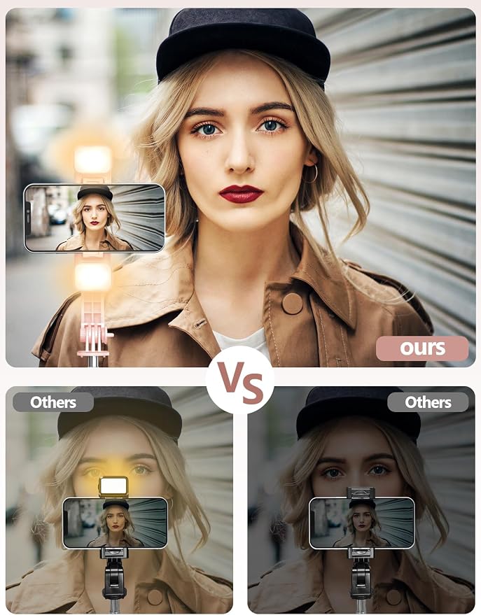 Selfie Stick with Light, 45'' Selfie Stick Tripod with Wireless Remote | Portable Travel Phone Tripod, Compatible with iPhone17/16/ 15 Pro Max/15/14, Samsung S22/ S23 Ultra/Android Smartphone (Pink) - Image 7