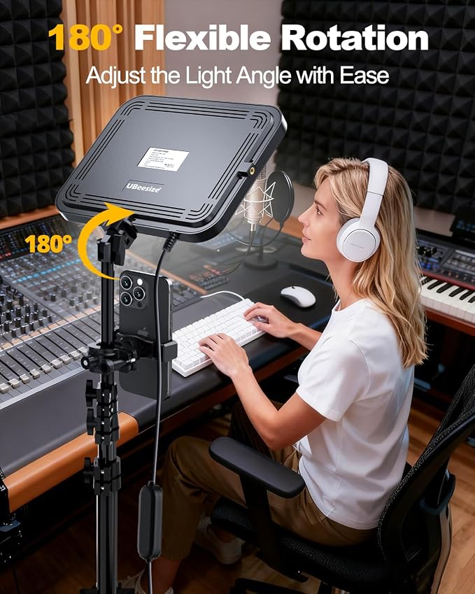 UBeesize 1-Pack LED Video Light Kit with Tripod Stand & Phone Holder | Ultra-Bright 3000-Lumen Dimmable Studio Lights for Live Streaming, Video Recording, Makeup, Gaming, YouTube and Photography - Image 4