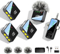 3 in 1 Wireless Lavalier Microphone for iPhone, Android, Cameras | 4-Person Mini Mic with Noise Reduction, 40H Battery Life, Mics for Video Recording, Podcasts, Vlog, TikTok, YouTube (Black) by Giconino