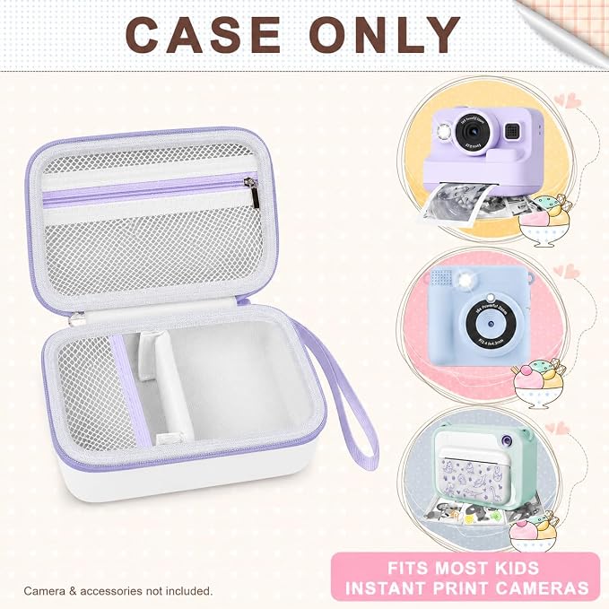 Kids Instant Print Camera Case for DYLANTO for ESOXOFFORE Cameras | Portable Digital Camera Case Organizer for ETIKEZ for YTETCN for DUDUDRAGON with Pocket for Accessories (Box Only)-White - Image 2