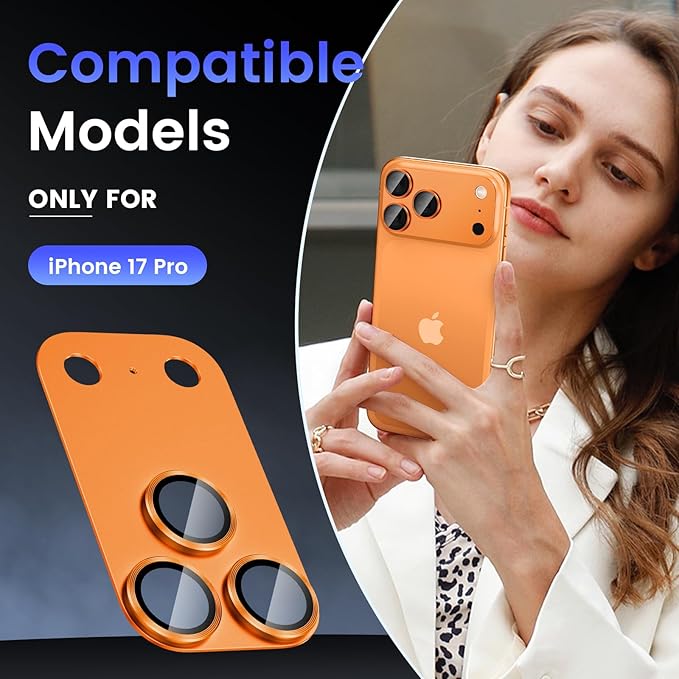 Tensea for iPhone 17 Pro Camera Lens Protector | Metal Aluminum Alloy Tempered Glass Cover Camera Screen Protector Accessories, Case Friendly - Image 2