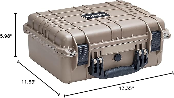 MEIJIA All Weather IP67 Waterproof Hard Camera Case,Hard Protective Case,Hard Case with Customizable Foam,Fit Use of Drones,Camera,Equipments,Pistols(Desert Tan,13.35 x11.63x5.98inches) - Image 9
