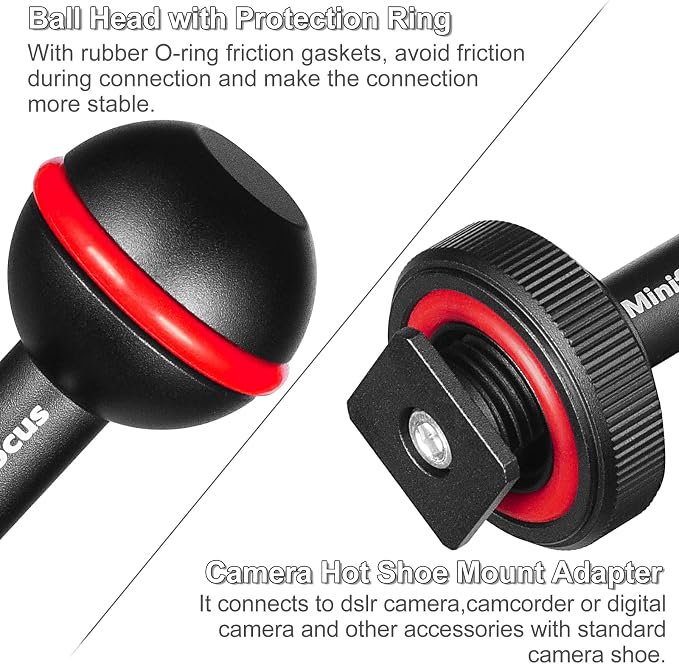 MINIFOCUS 1'' Ball Clamp Mount with Cold Shoe Ball Mount Head Base Adapter Connector for Diving Light Arm Underwater Camera Waterproof Housings Case Video/Flash/Strobe Hot Shoes - Image 2