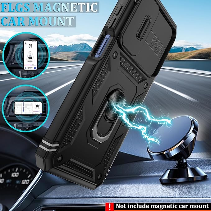 Gritup for Samsung Galaxy A17/A16-5G Phone Case with Camera Cover | 2*Screen Protector & 360° Rotating Ring Kickstand, Military Grade Protective Cover para Samsung A 17, Black - Image 6