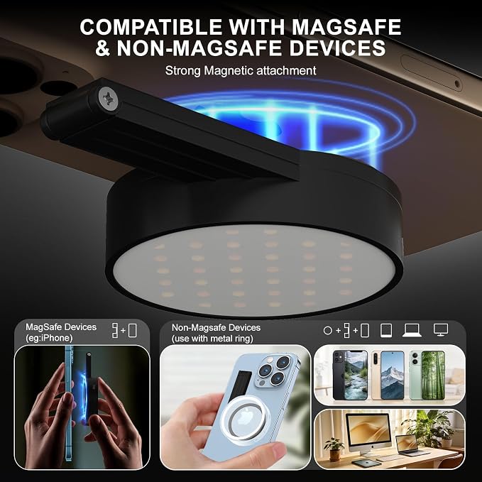 LOUERN Magnetic Dual-Sided Selfie Light Compatible with iPhone MagSafe, CRI95+ Rechargeable| Foldable|Compact Phone Light with Mirror for Selfies/Photography/Makeup/Video Conference/Influencers - Image 5