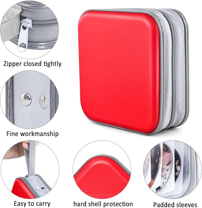 48‑Capacity Hard Plastic CD/DVD Binder for Car, Home & Travel | Zipper‑DVD Organizer, Scratch‑Resistant Sleeves Shield Discs From Dust & Damp; Stores Music, Video, Gaming & Blu‑ray Discs - Image 2